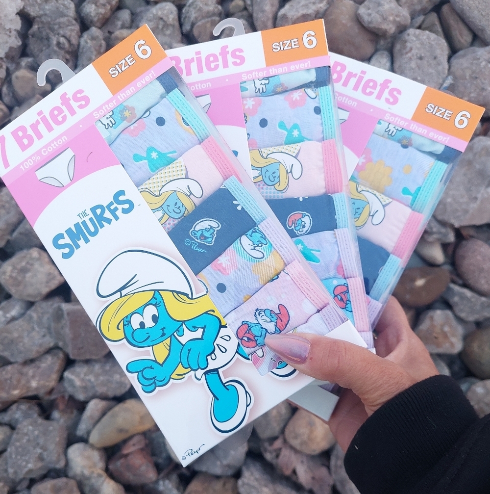 Lot Of 21 " The Smurfs" Briefs Panties New In Box 3 Boxes Size 6